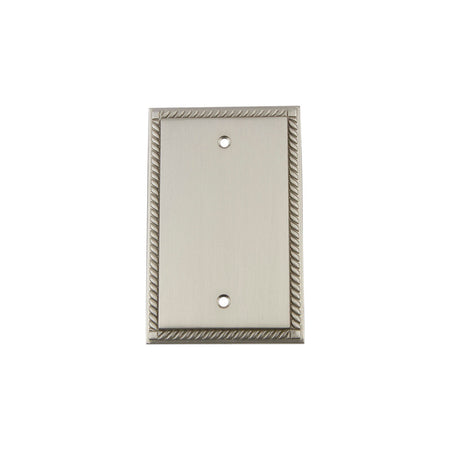 Nostalgic Warehouse 720045: Rope Single Blank Switchplate - Satin Nickel
