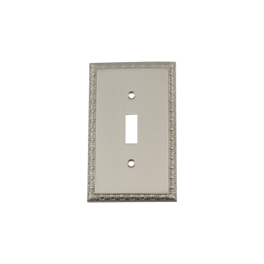 Nostalgic Warehouse 720046: Egg & Dart Single Toggle Switchplate - Satin Nickel