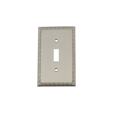 Nostalgic Warehouse 720046: Egg & Dart Single Toggle Switchplate - Satin Nickel