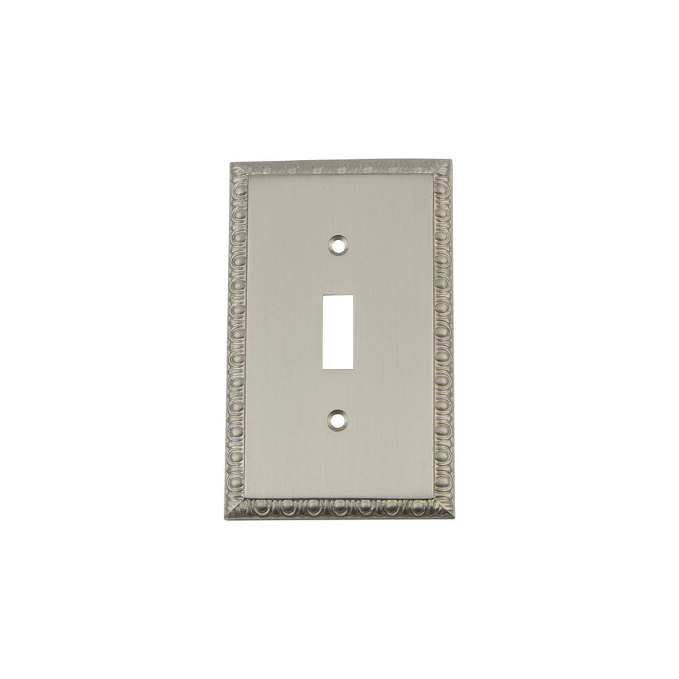 Nostalgic Warehouse 720046: Egg & Dart Single Toggle Switchplate - Satin Nickel
