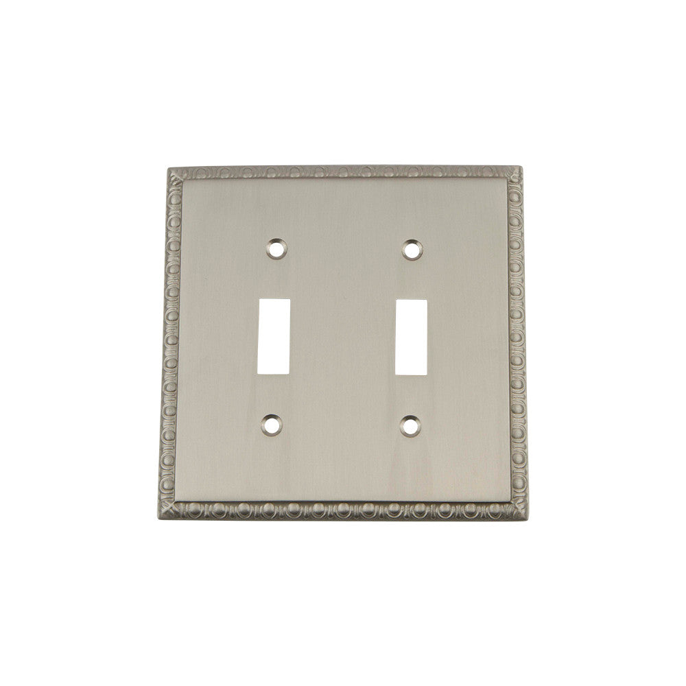 Nostalgic Warehouse 720047: Egg & Dart Double Toggle Switchplate - Satin Nickel