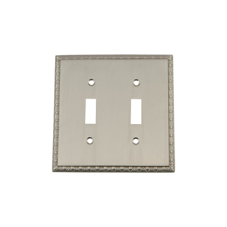 Nostalgic Warehouse 720047: Egg & Dart Double Toggle Switchplate - Satin Nickel
