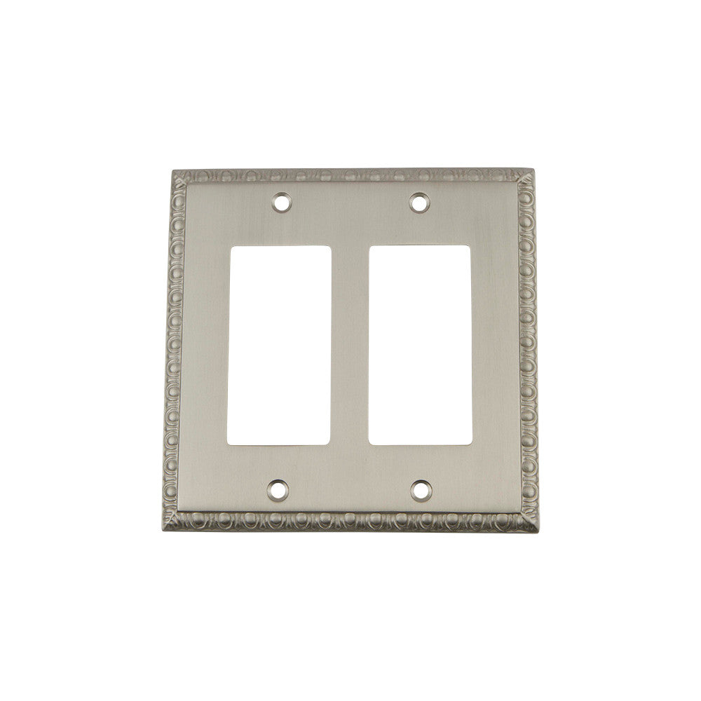 Nostalgic Warehouse 720050: Egg & Dart Double Rocker Switchplate - Satin Nickel