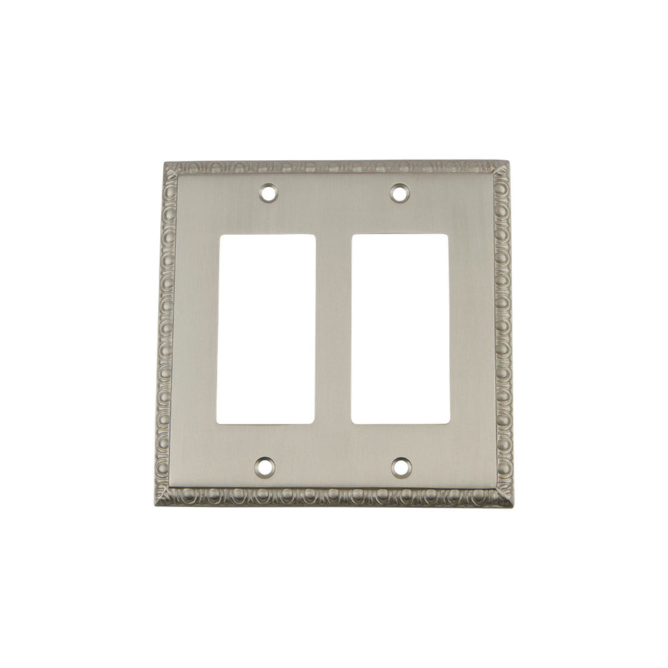 Nostalgic Warehouse 720050: Egg & Dart Double Rocker Switchplate - Satin Nickel