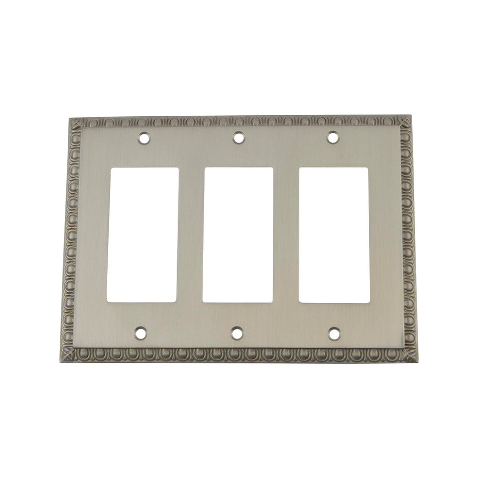 Nostalgic Warehouse 720051: Egg & Dart Triple Rocker Switchplate - Satin Nickel