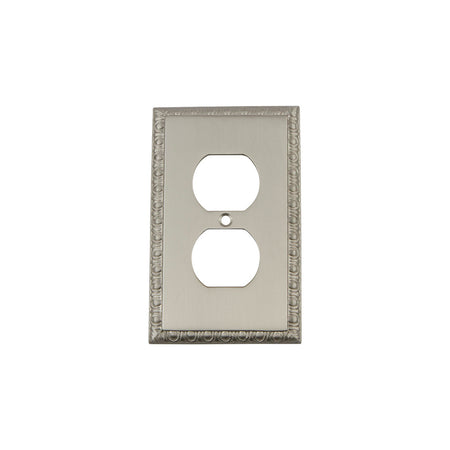 Nostalgic Warehouse 720052: Egg & Dart Single Duplex Switchplate - Satin Nickel