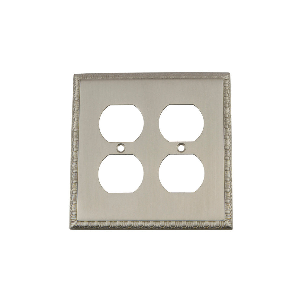 Nostalgic Warehouse 720053: Egg & Dart Double Duplex Switchplate - Satin Nickel