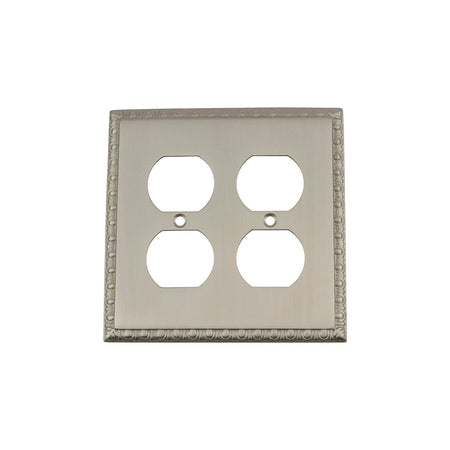 Nostalgic Warehouse 720053: Egg & Dart Double Duplex Switchplate - Satin Nickel