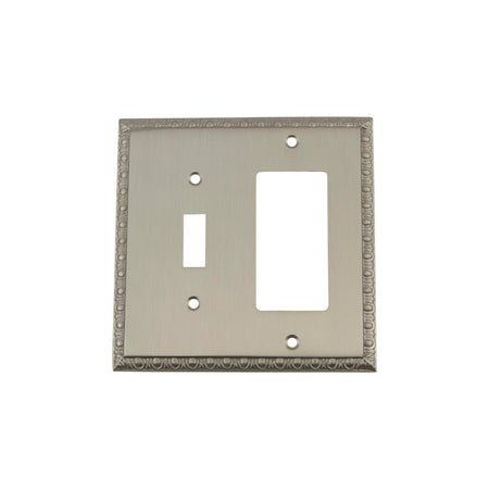 Nostalgic Warehouse 720054: Egg & Dart Single Toggle/Single Rocker Combination Switchplate - Satin Nickel