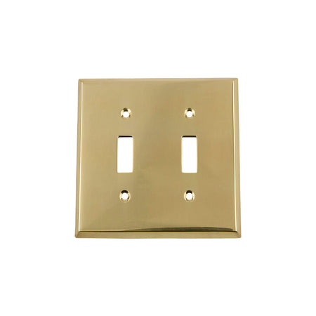 Nostalgic Warehouse 720059: New York Double Toggle Switchplate - Unlacquered Brass
