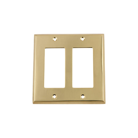 Nostalgic Warehouse 720062: New York Double Rocker Switchplate - Unlacquered Brass