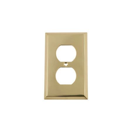 Nostalgic Warehouse 720064: New York Single Duplex Switchplate - Unlacquered Brass