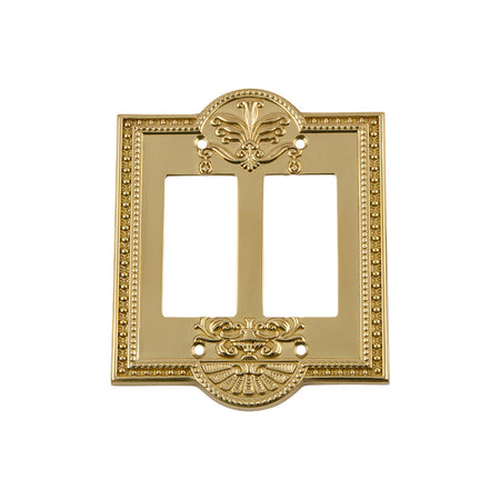 Nostalgic Warehouse 720074: Meadows Double Rocker Switchplate - Unlacquered Brass