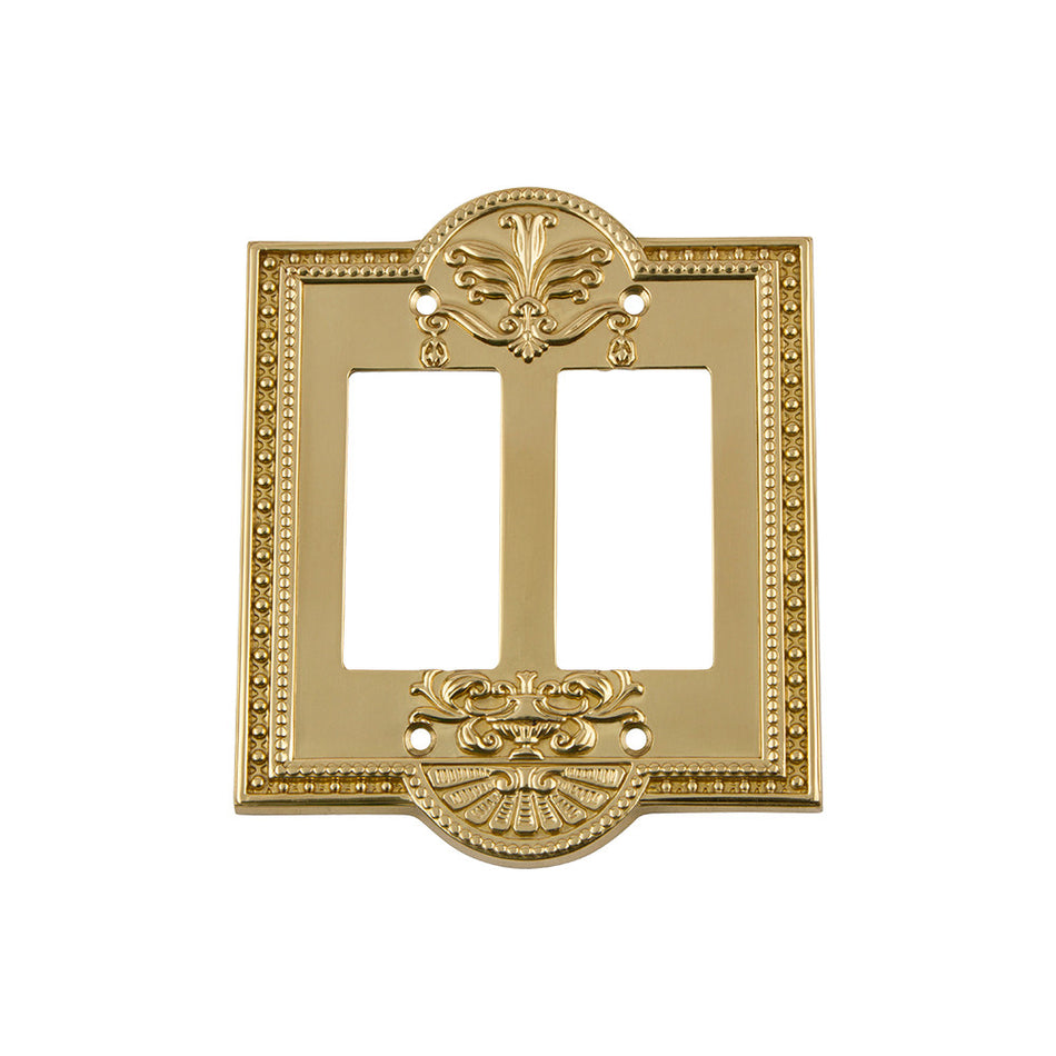 Nostalgic Warehouse 720074: Meadows Double Rocker Switchplate - Unlacquered Brass