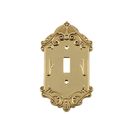 Nostalgic Warehouse 720082: Victorian Single Toggle Switchplate - Unlacquered Brass