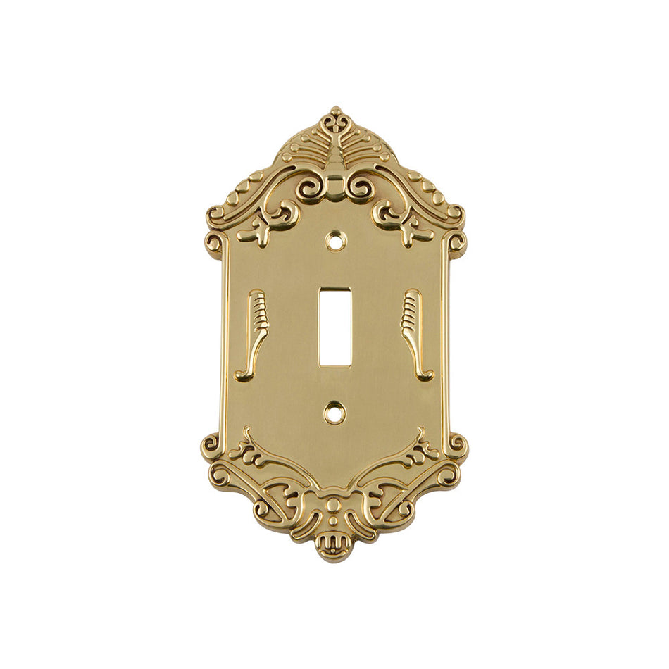 Nostalgic Warehouse 720082: Victorian Single Toggle Switchplate - Unlacquered Brass