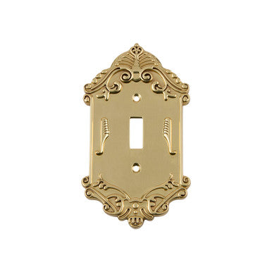 Nostalgic 720082: Victorian Single Toggle Switchplate - Unlacquered Brass