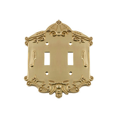 Nostalgic 720083: Victorian Double Toggle Switchplate - Unlacquered Brass