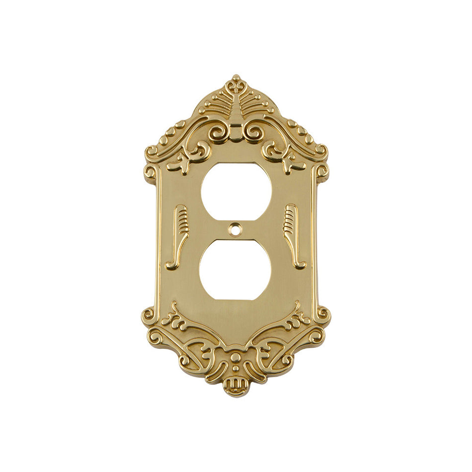 Nostalgic Warehouse 720088: Victorian Single Duplex Switchplate - Unlacquered Brass