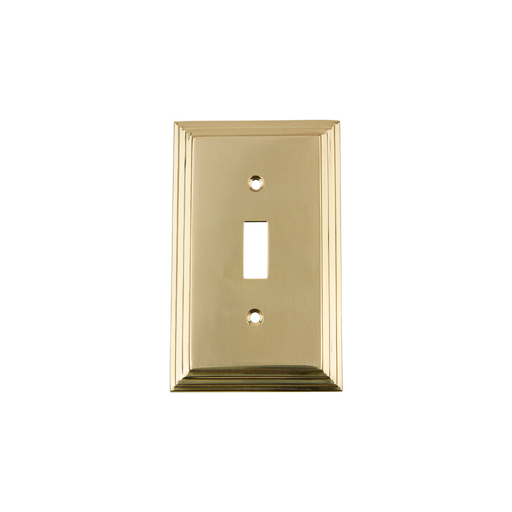 Nostalgic Warehouse 720094: Deco Single Toggle Switchplate - Unlacquered Brass