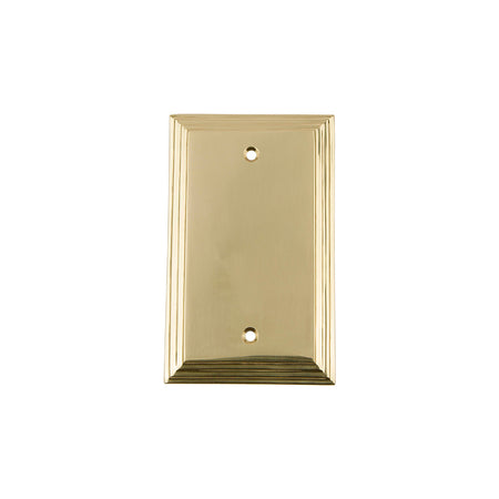 Nostalgic Warehouse 720105: Deco Single Blank Switchplate - Unlacquered Brass