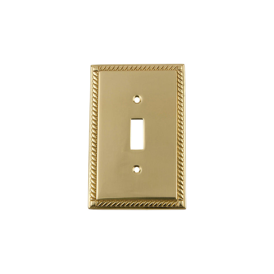Nostalgic Warehouse 720106: Rope Single Toggle Switchplate - Unlacquered Brass