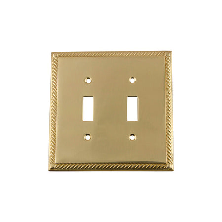 Nostalgic Warehouse 720107: Rope Double Toggle Switchplate - Unlacquered Brass