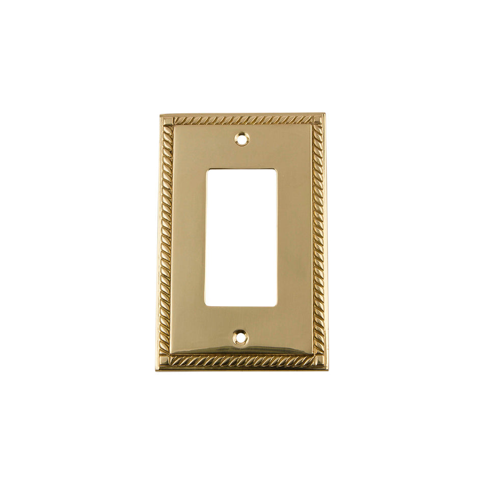 Nostalgic Warehouse 720109: Rope Single Rocker Switchplate - Unlacquered Brass