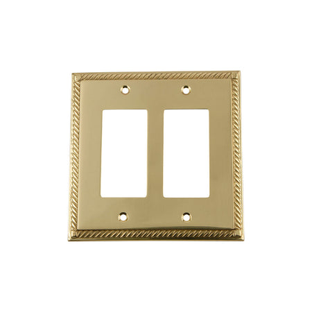 Nostalgic Warehouse 720110: Rope Double Rocker Switchplate - Unlacquered Brass