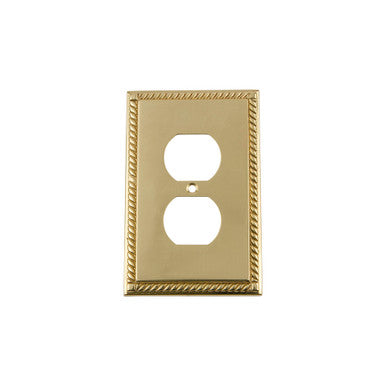 Nostalgic 720112: Rope Single Duplex Switchplate - Unlacquered Brass