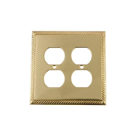 Nostalgic Warehouse 720113: Rope Double Duplex Switchplate - Unlacquered Brass