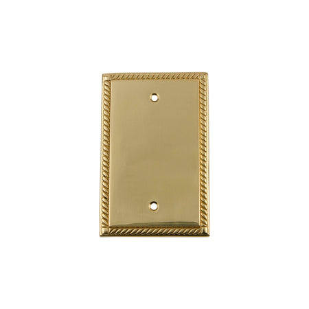 Nostalgic Warehouse 720117: Rope Single Blank Switchplate - Unlacquered Brass