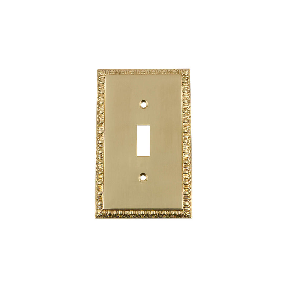 Nostalgic Warehouse 720118: Egg & Dart Single Toggle Switchplate - Unlacquered Brass