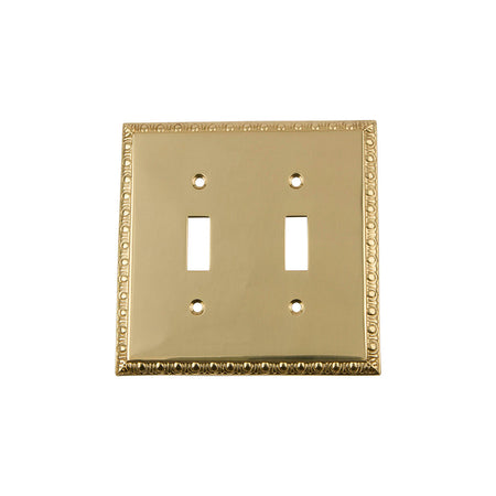 Nostalgic Warehouse 720119: Egg & Dart Double Toggle Switchplate - Unlacquered Brass