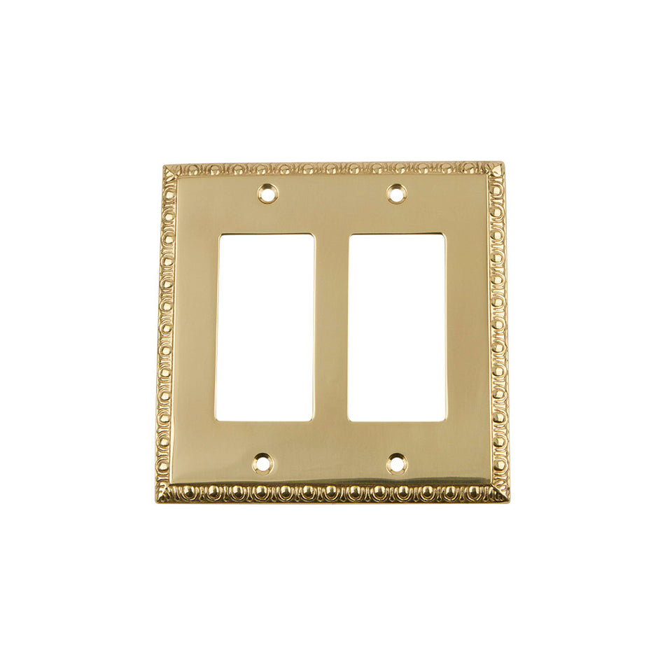 Nostalgic Warehouse 720122: Egg & Dart Double Rocker Switchplate - Unlacquered Brass
