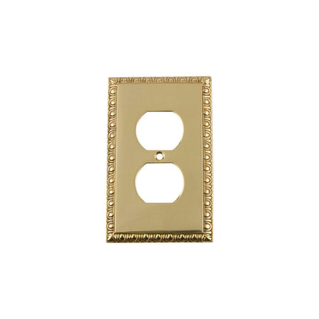 Nostalgic Warehouse 720124: Egg & Dart Single Duplex Switchplate - Unlacquered Brass