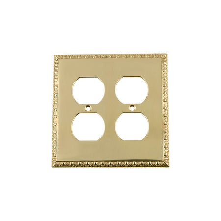 Nostalgic Warehouse 720125: Egg & Dart Double Duplex Switchplate - Unlacquered Brass