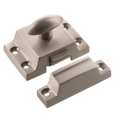 Nostalgic Warehouse 720143: Surface Mount Plain Cabinet Latch - Satin Nickel