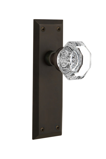 Nostalgic 733097: New York Backplate w/Waldorf Knob Passage Door Set - Oil-Rubbed Bronze