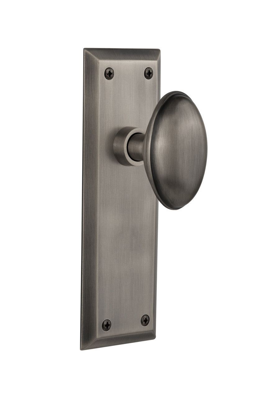 Nostalgic 733143: New York Backplate w/Homestead Knob Single Dummy Door Set - Antique Pewter