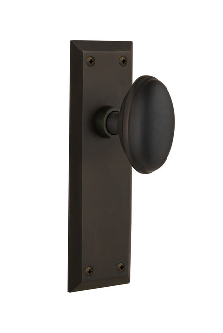 Nostalgic 733145: New York Backplate w/Homestead Knob Single Dummy Door Set - Oil-Rubbed Bronze