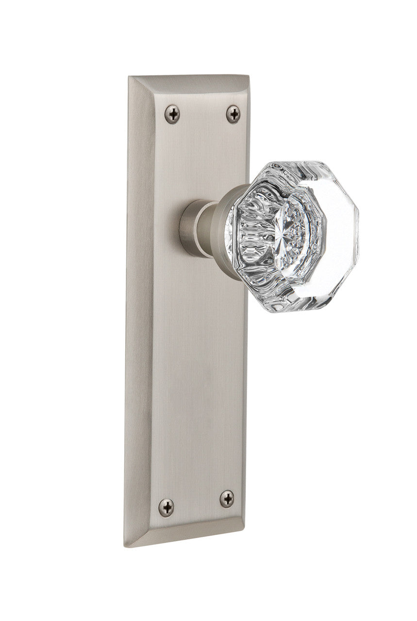 Nostalgic 733159: New York Backplate w/Waldorf Knob Single Dummy Door Set - Satin Nickel