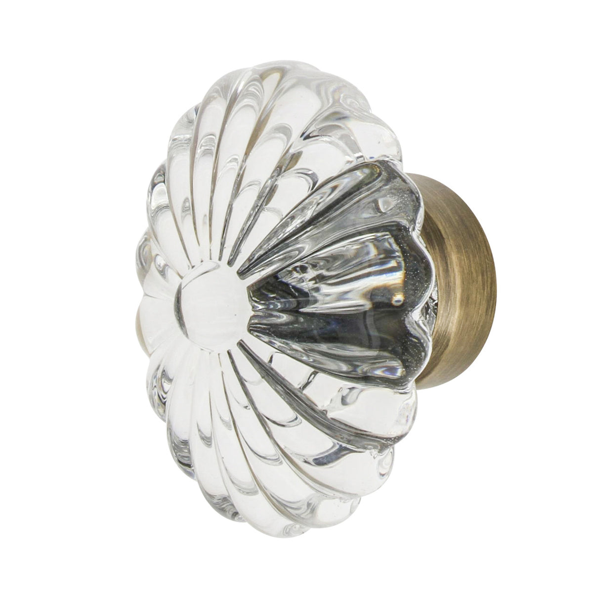 Nostalgic Warehouse 749993: 1-3/4" Oval Fluted Crystal  Cabinet Knob - Antique Brass