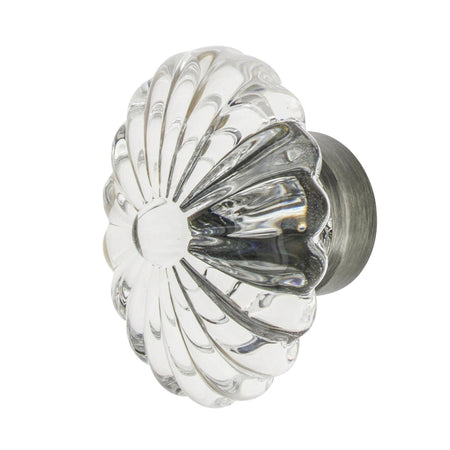 Nostalgic Warehouse 749994: 1-3/4" Oval Fluted Crystal  Cabinet Knob - Antique Pewter