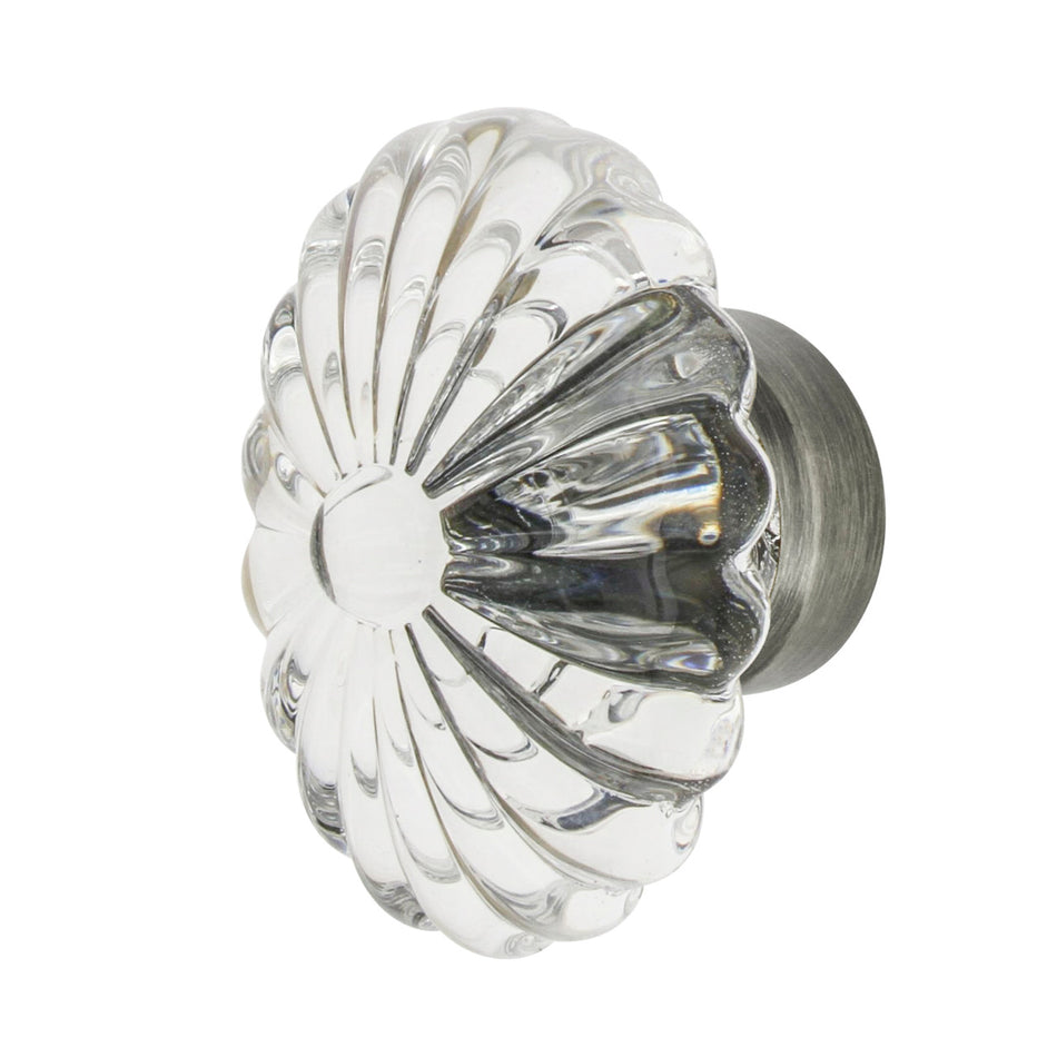 Nostalgic Warehouse 749994: 1-3/4" Oval Fluted Crystal  Cabinet Knob - Antique Pewter