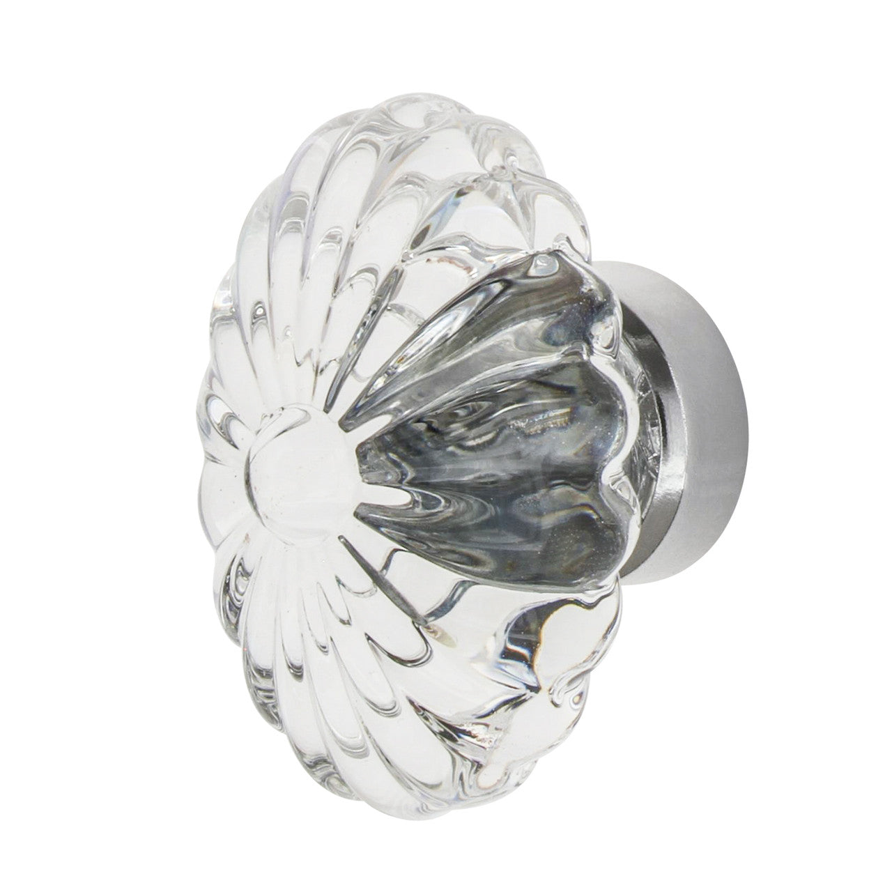 Nostalgic Warehouse 749995: 1-3/4" Oval Fluted Crystal  Cabinet Knob - Bright Chrome