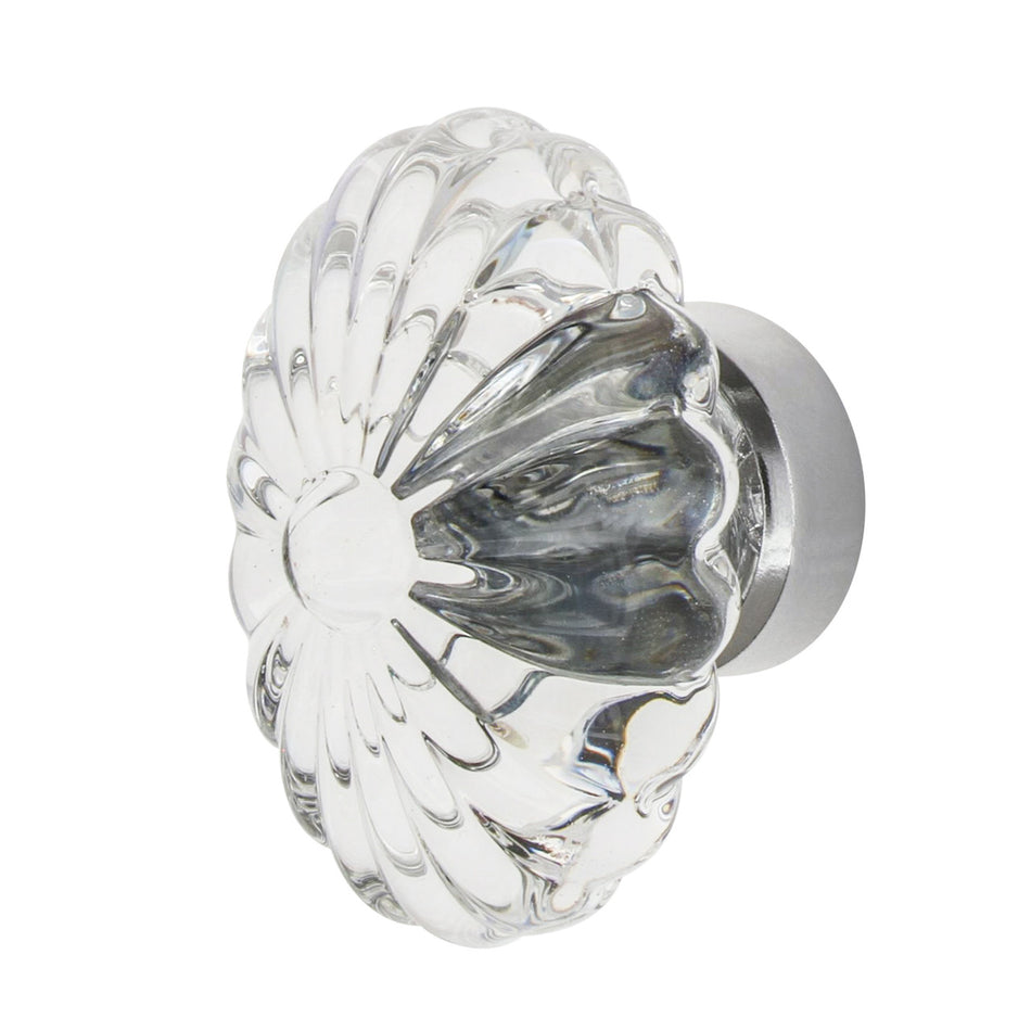 Nostalgic Warehouse 749995: 1-3/4" Oval Fluted Crystal  Cabinet Knob - Bright Chrome