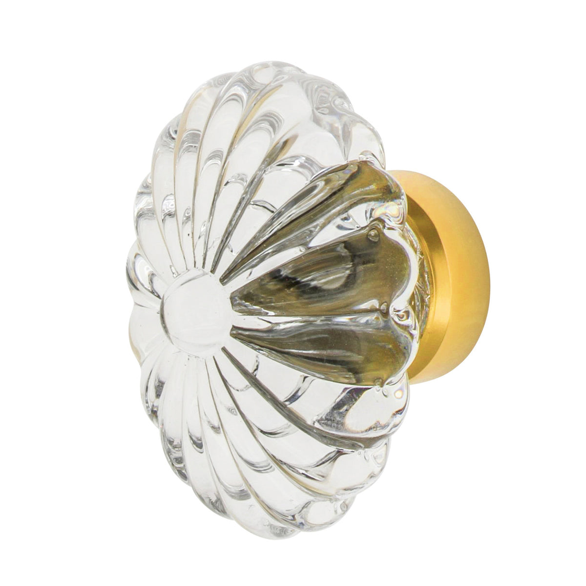 Nostalgic Warehouse 749996: 1-3/4" Oval Fluted Crystal  Cabinet Knob - Polished Brass