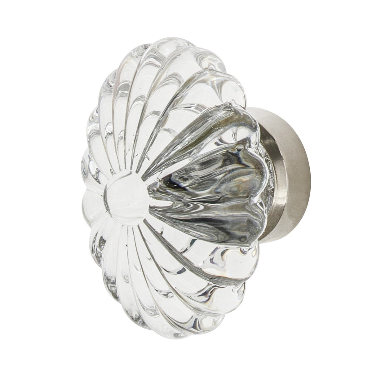 Nostalgic Warehouse 749997: 1-3/4" Oval Fluted Crystal  Cabinet Knob - Polished Nickel