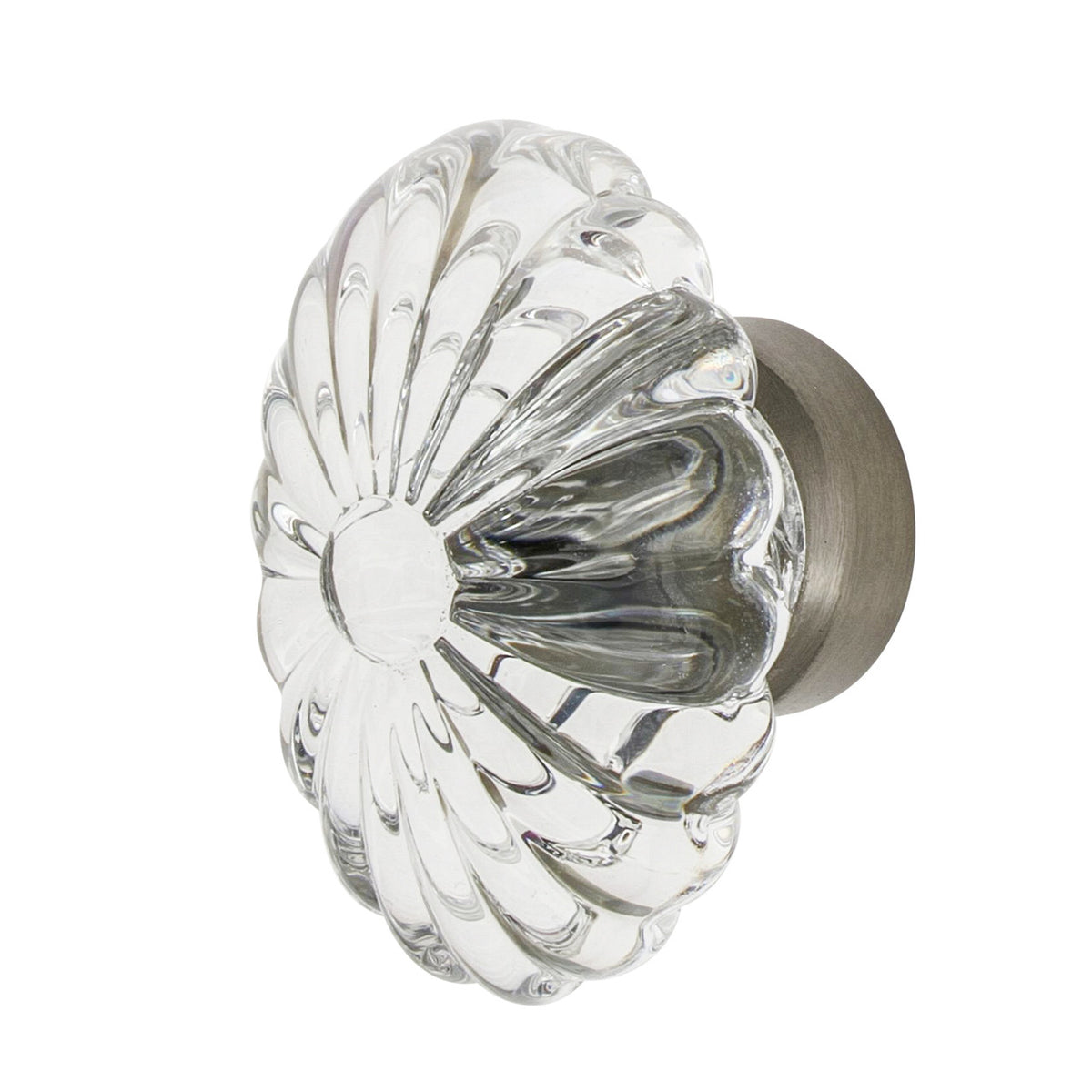 Nostalgic Warehouse 749998: 1-3/4" Oval Fluted Crystal  Cabinet Knob - Satin Nickel
